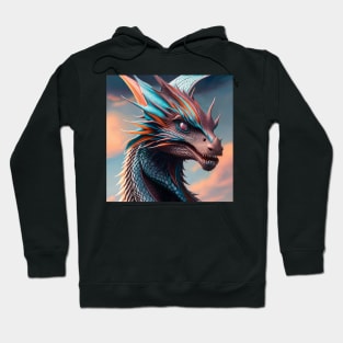 Intricate Blue and Orange Dragon at Sunset Hoodie